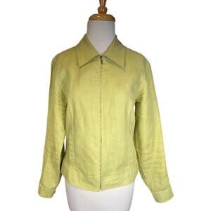 Classiques Entier 100% Linen Full Zip Jacket Size Small Lime Green Lightweight